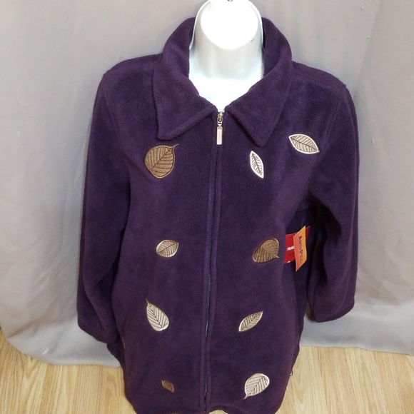 New Holiday Lodge Purple Fleece Coat 1X - Picture 1 of 3